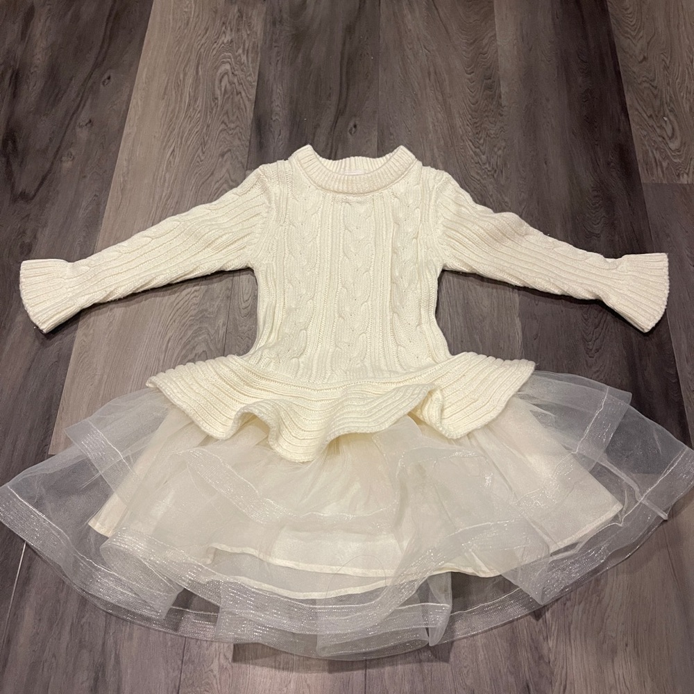 Bonnie Baby cream dress. 24 months. 100%polyester. Worn once.